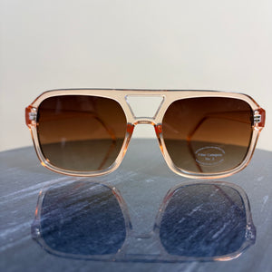 Bali - oversized brow bar clear framed sunglasses