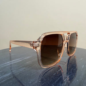 Bali - oversized brow bar clear framed sunglasses