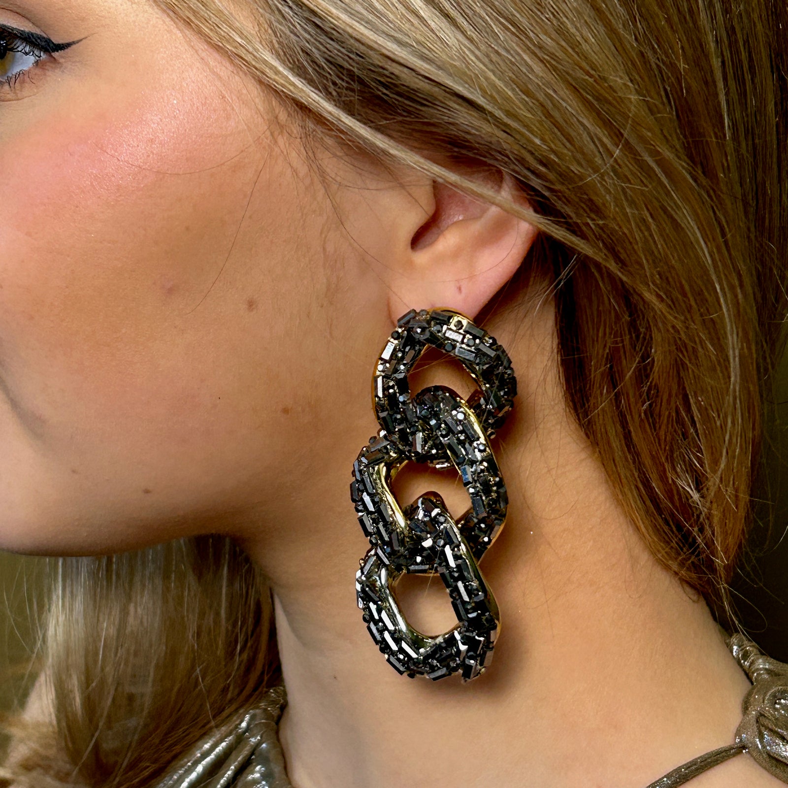 PATSY double link crystal statement earrings