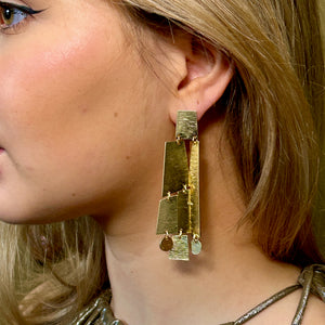 'Margot' geometric metal drop earrings