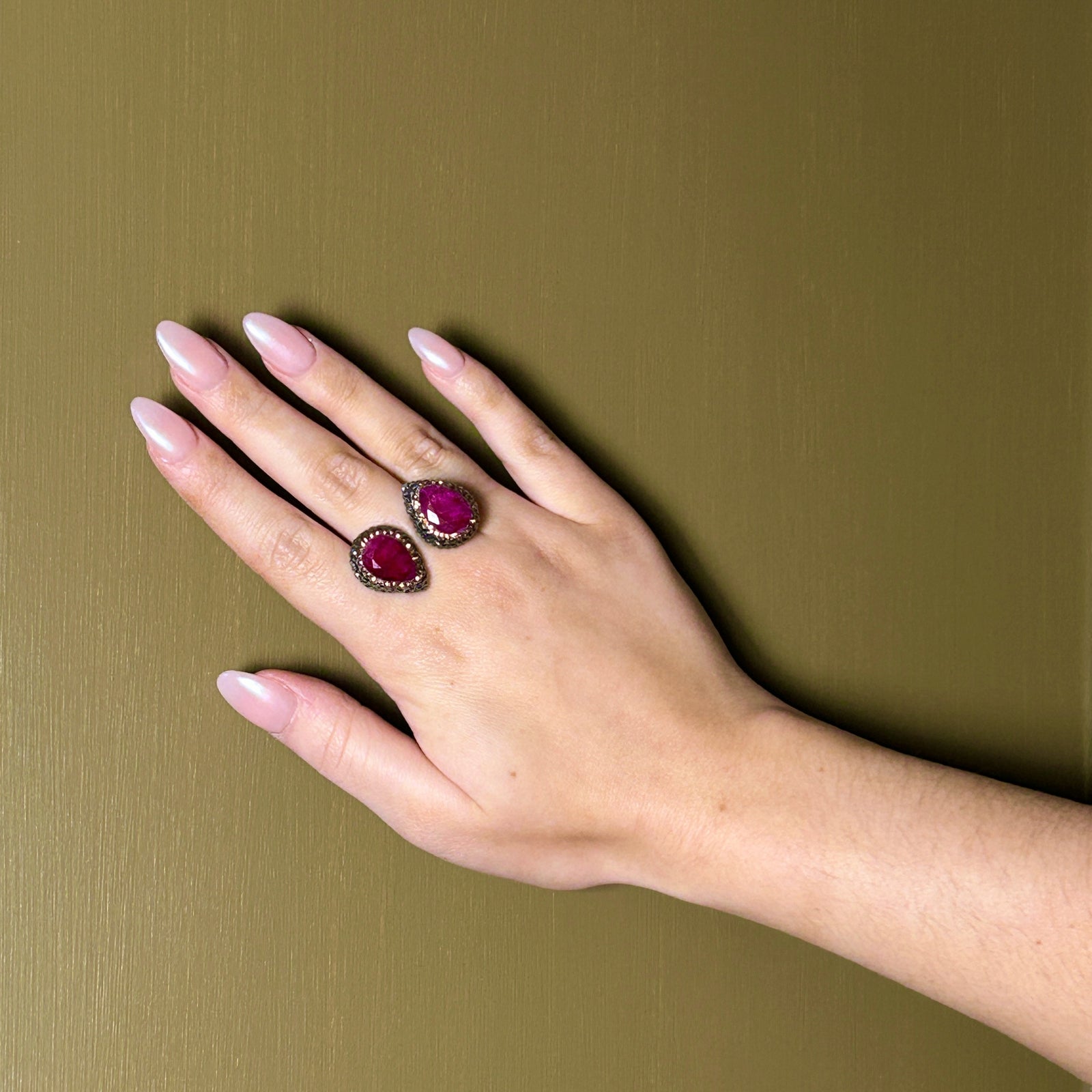 LUELLA handmade double gemstone & crystal ring