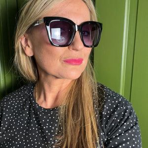 PORTUGAL oversized square frame sunglasses with crystal detail