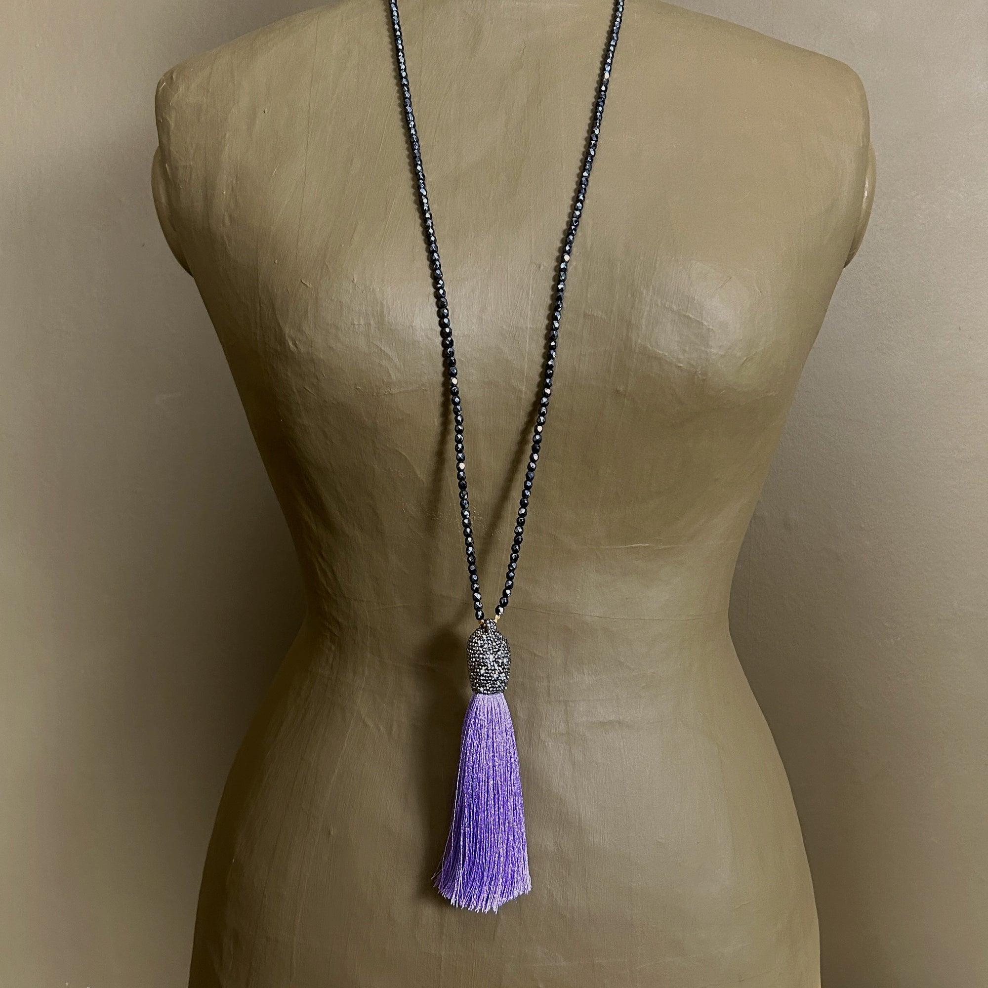 'Myrtle' crystal tassel necklace