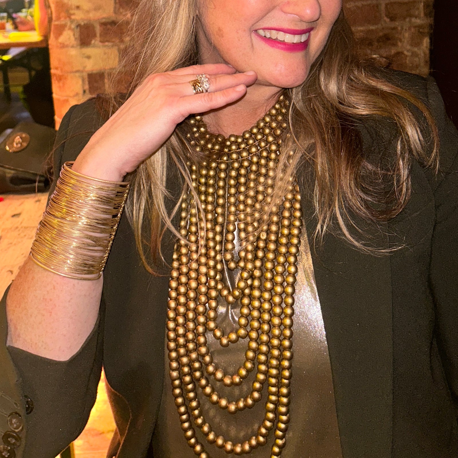 CARMEL beaded bib statement necklace