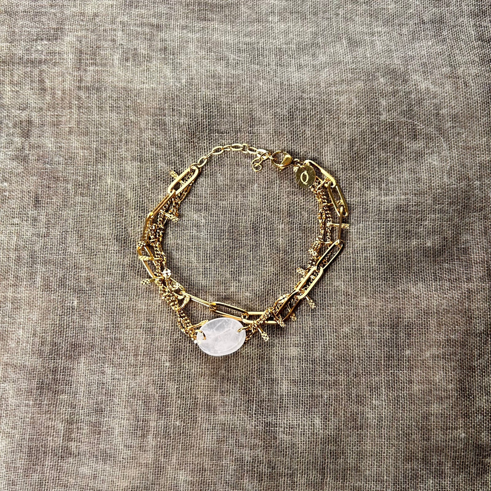 ASHER triple steel chain stone bracelet