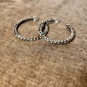 ADDISON large metal and crystal hoop earrings