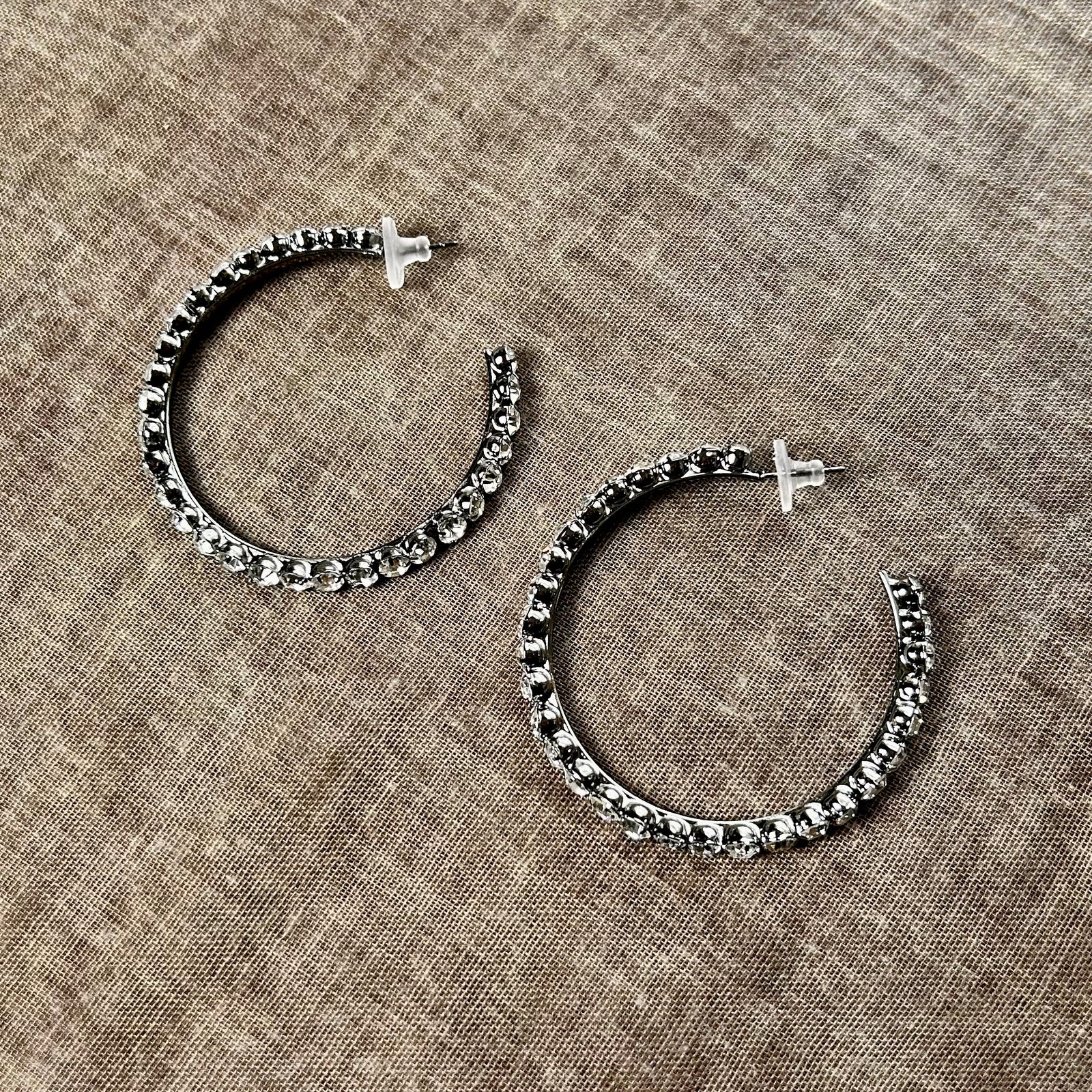 ADDISON large metal and crystal hoop earrings