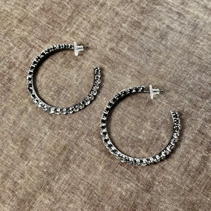 ADDISON large metal and crystal hoop earrings