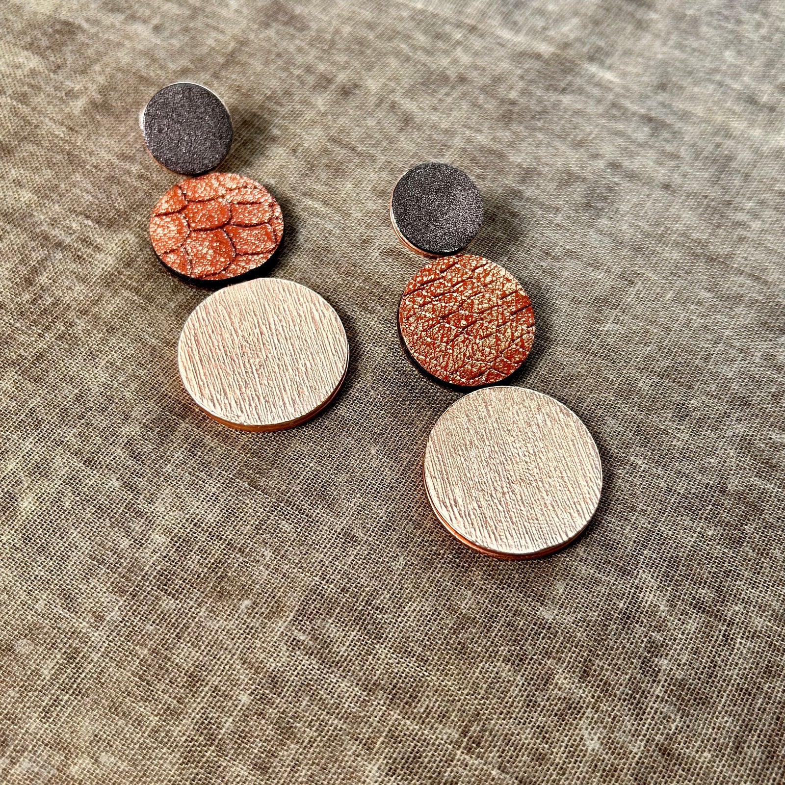 JASMINE triple animal print medal earrings