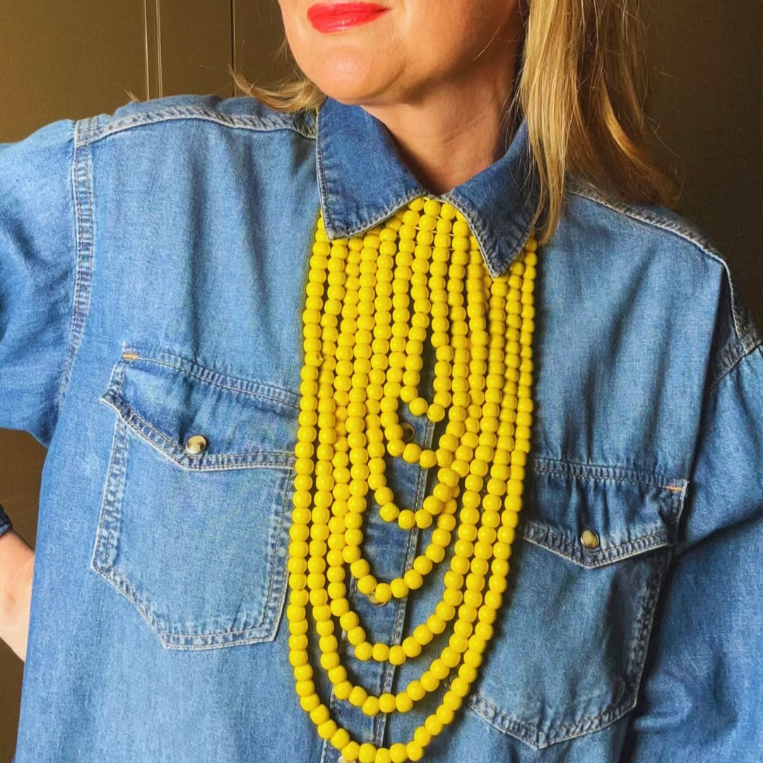 CARMEL beaded bib statement necklace