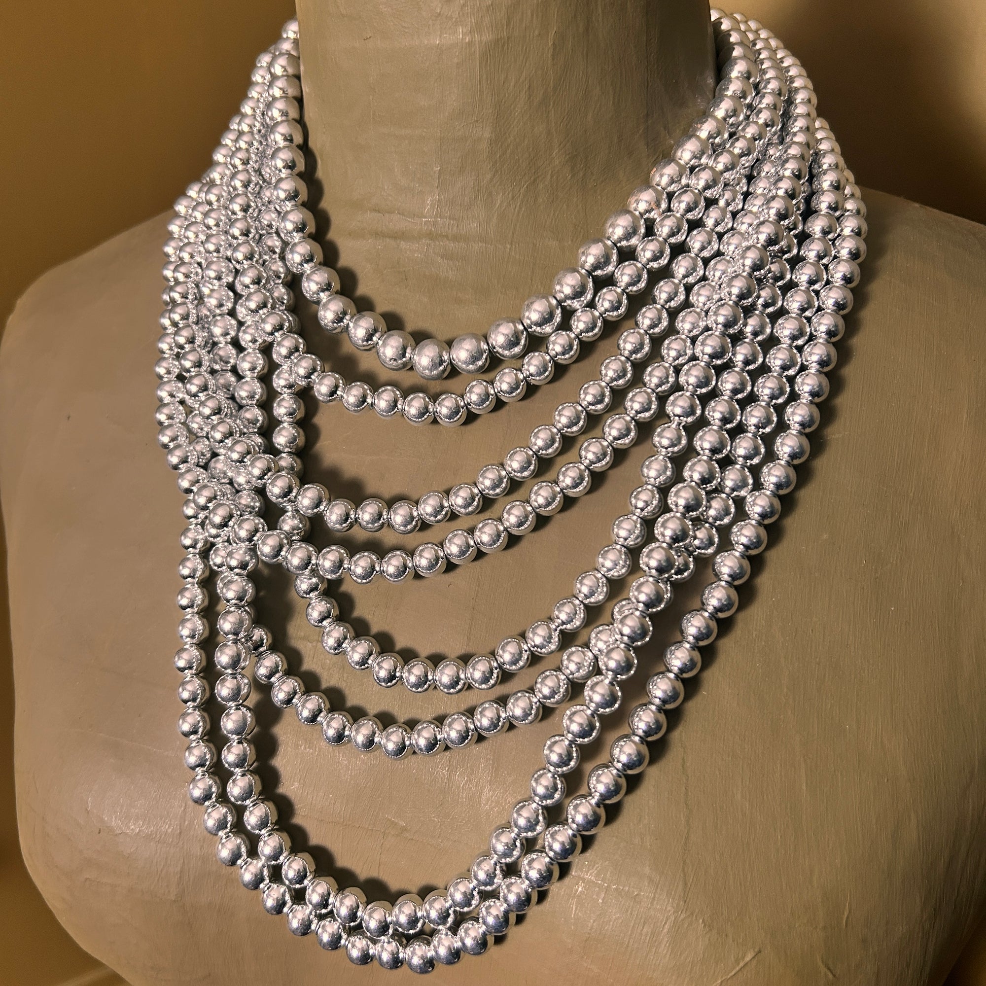 'Doris' multi-strand high shine ball necklace