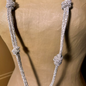 'Motsi' long crystal knot necklace