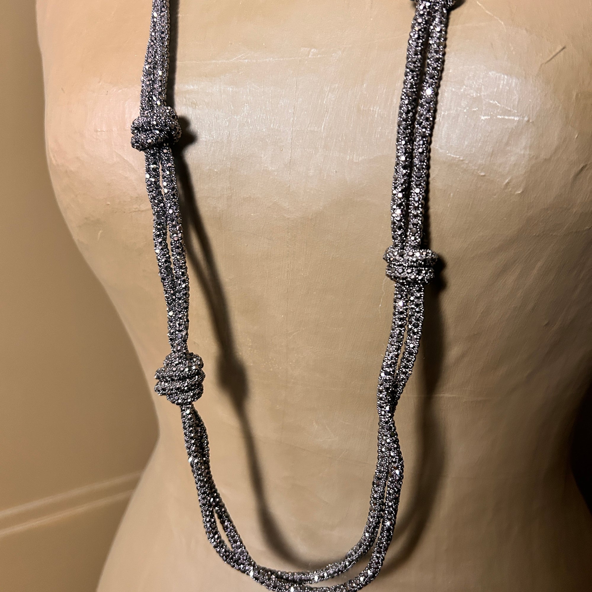 'Motsi' long crystal knot necklace