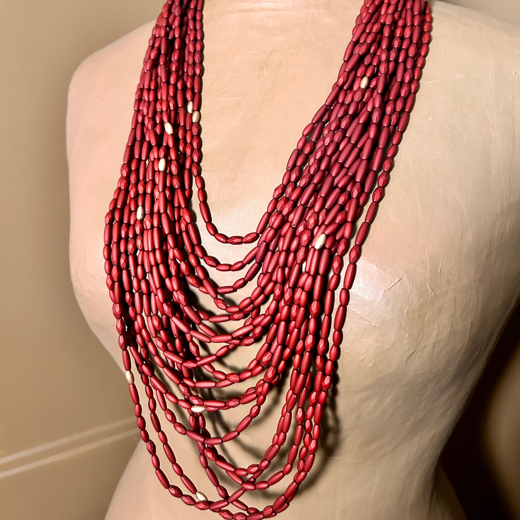 'Lucille' long multi-strand beaded necklace