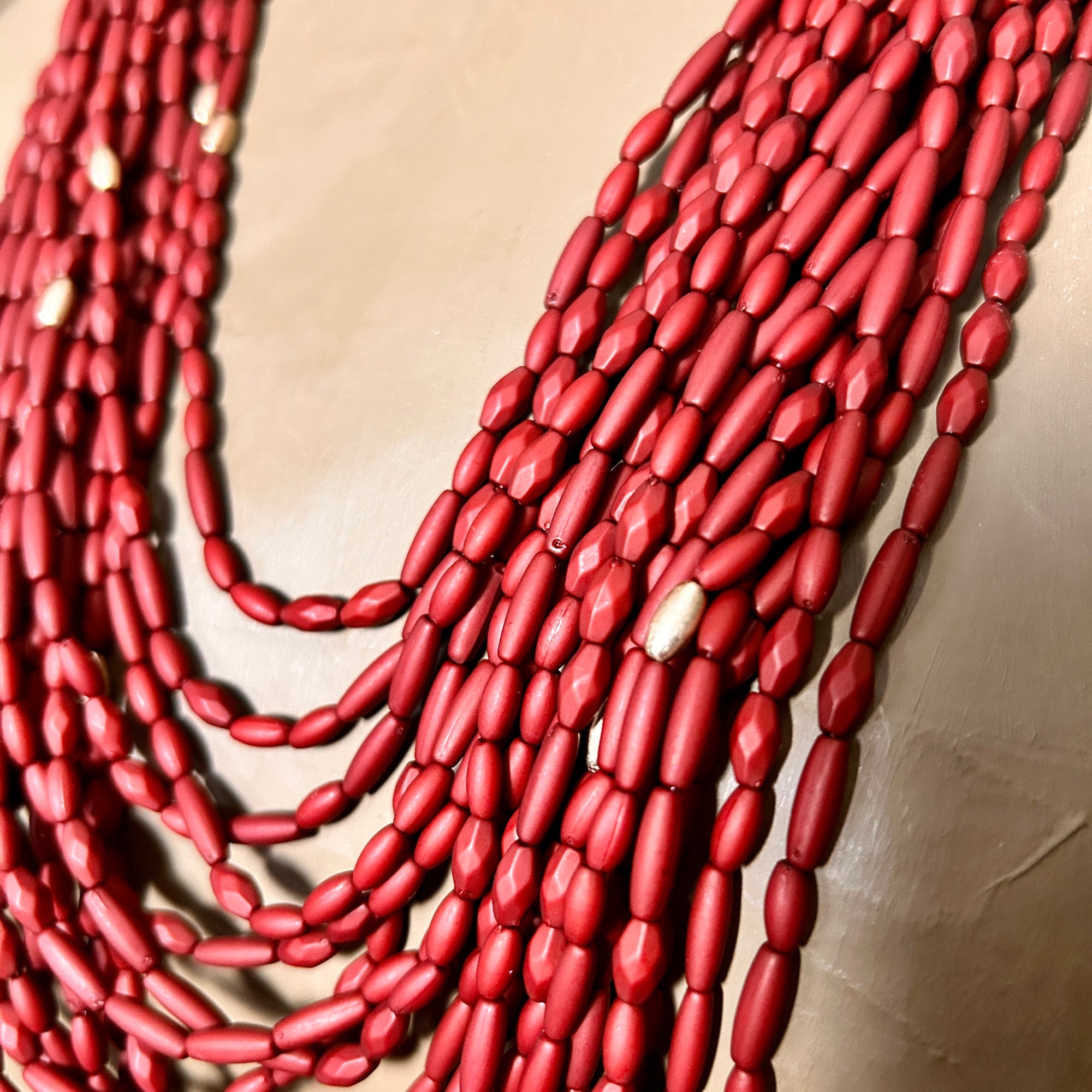 'Lucille' long multi-strand beaded necklace