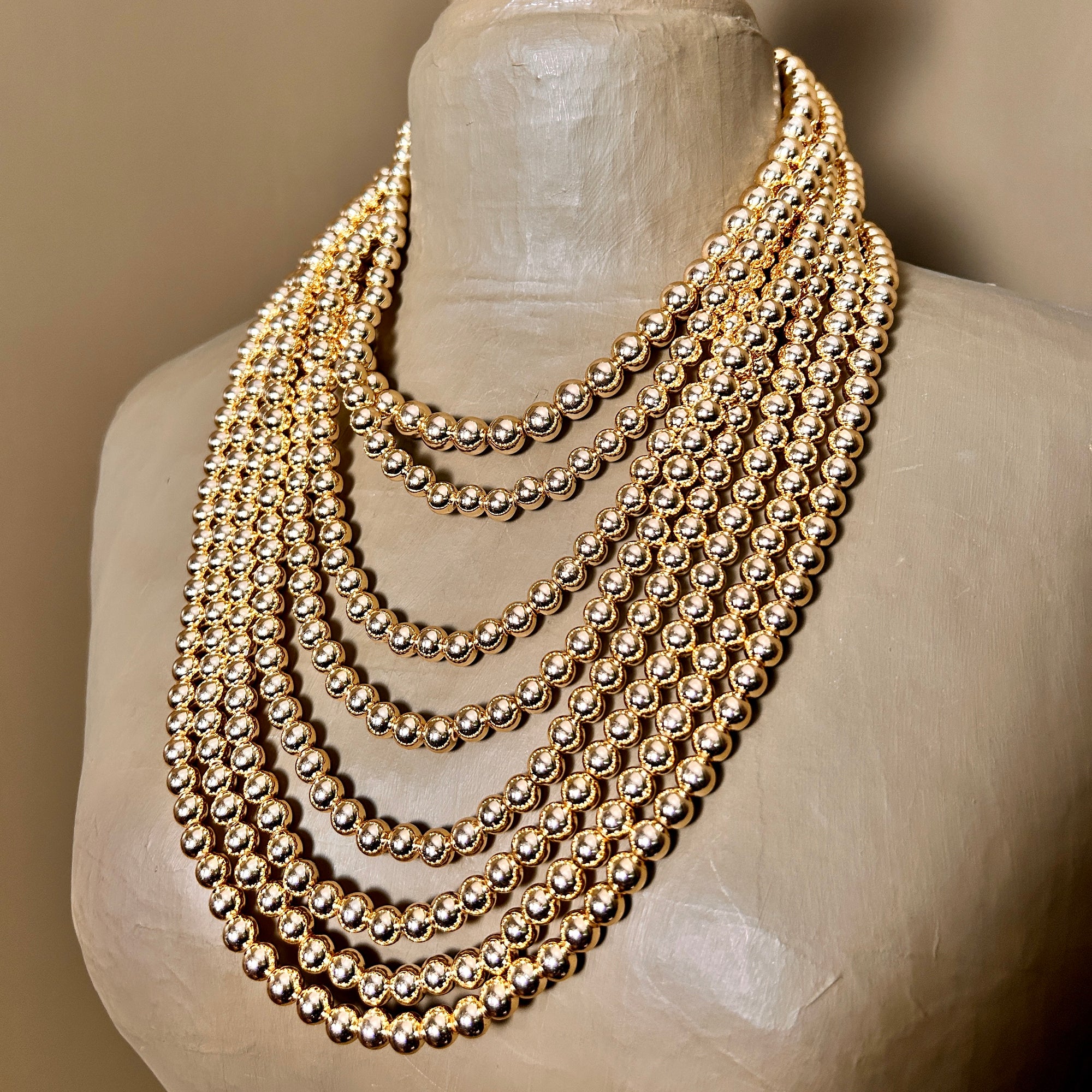 'Doris' multi-strand high shine ball necklace