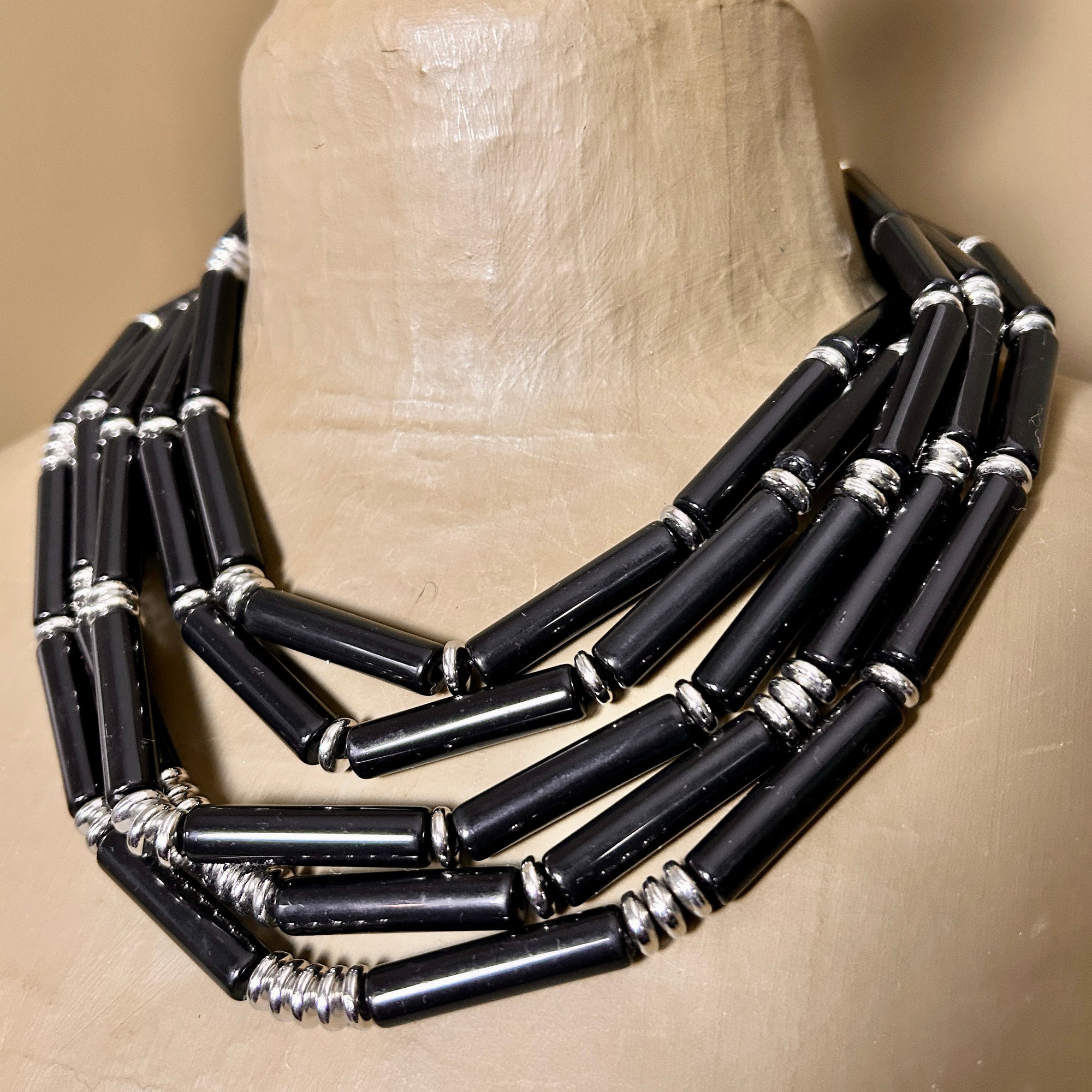 'Kay' resin and metal multi-strand short necklace