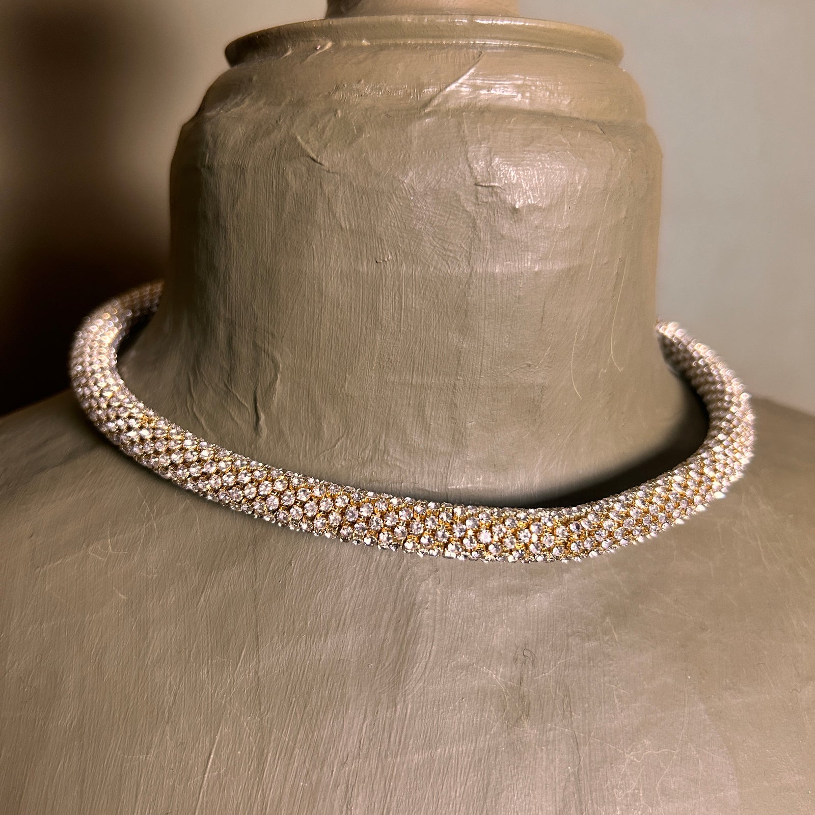 DELPHINE Crystal stripe choker necklace