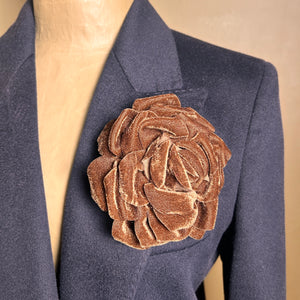GUINEVERE large velvet flower brooch