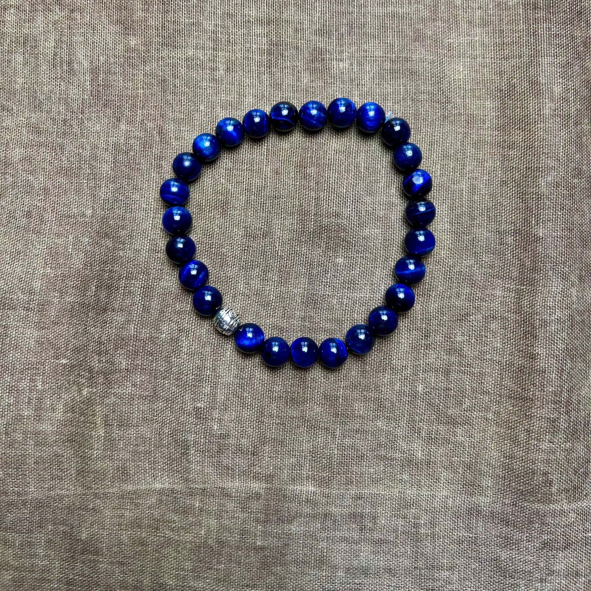 PETER blue tiger eye stretch men's bracelet