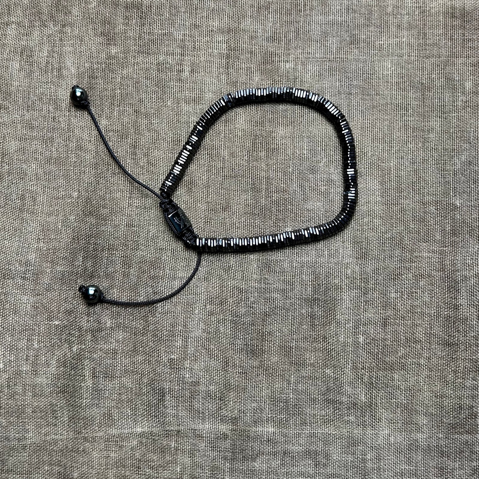 LIAM men's grey hematite slider bracelet