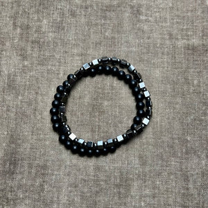 ASHLEY men's double row beaded bracelet