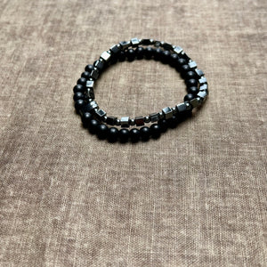 ASHLEY men's double row beaded bracelet