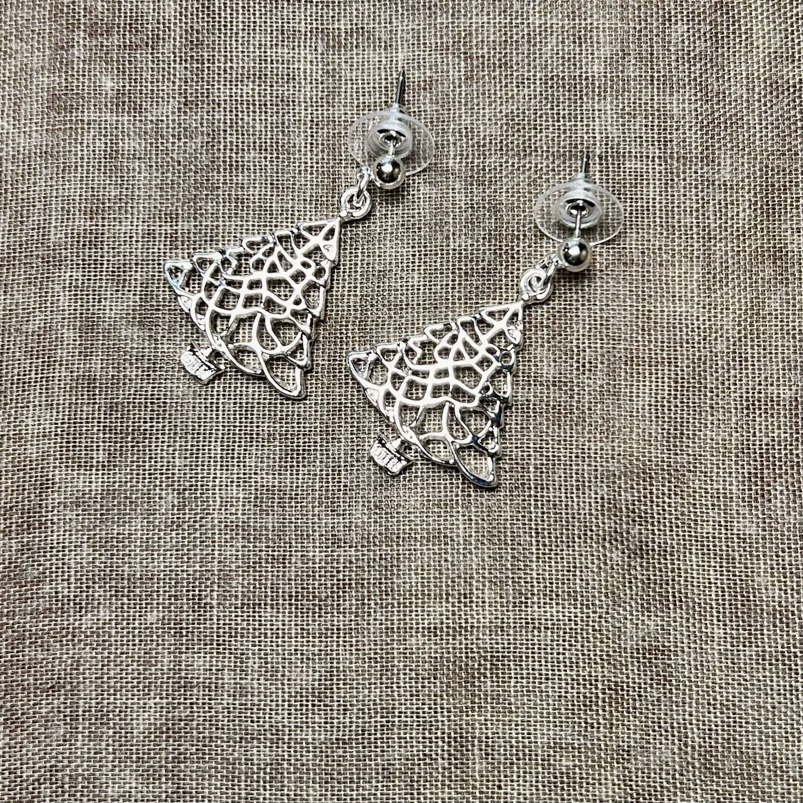 CHRISTMAS filigree Christmas tree drop earrings