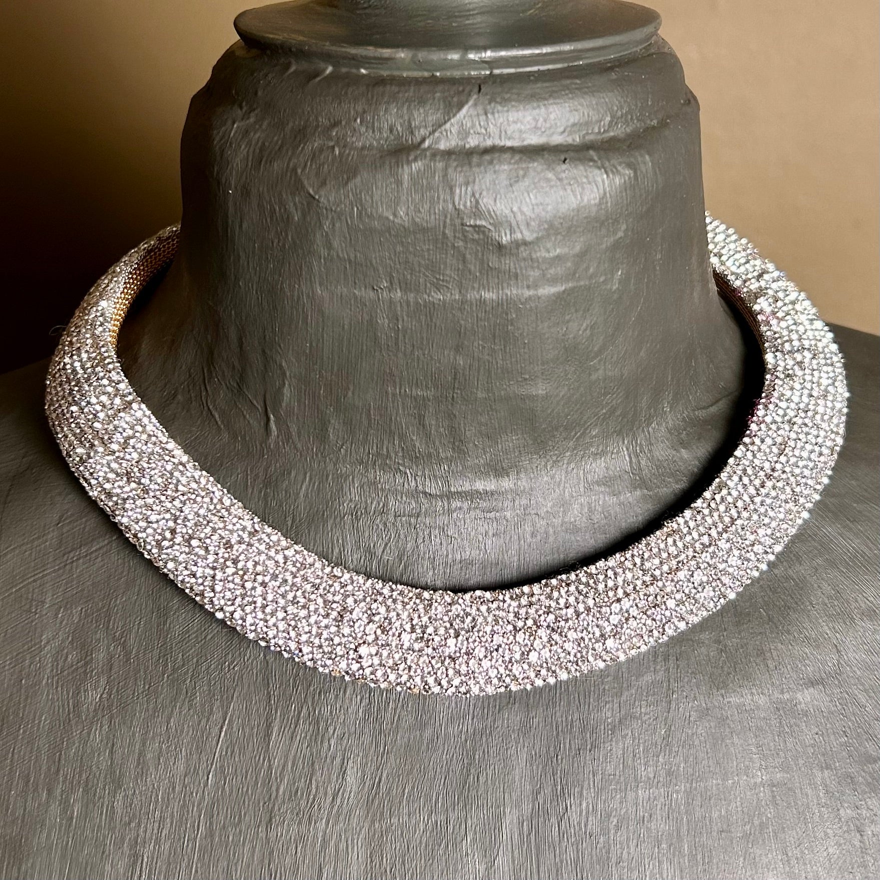 TARA flat choker necklace with crystals