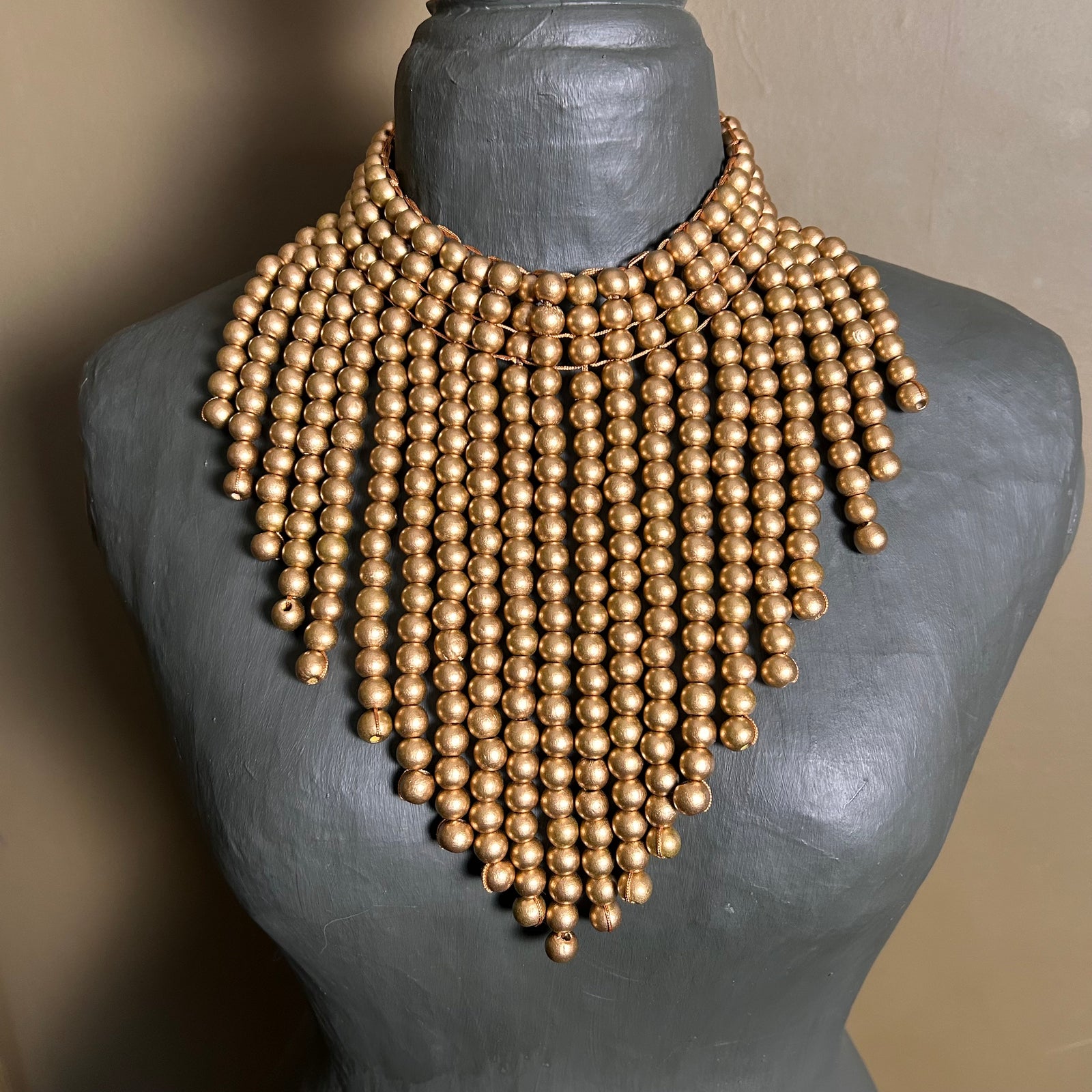 MINI TRINNY wooden ball bib statement necklace