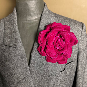 GUINEVERE large velvet flower brooch
