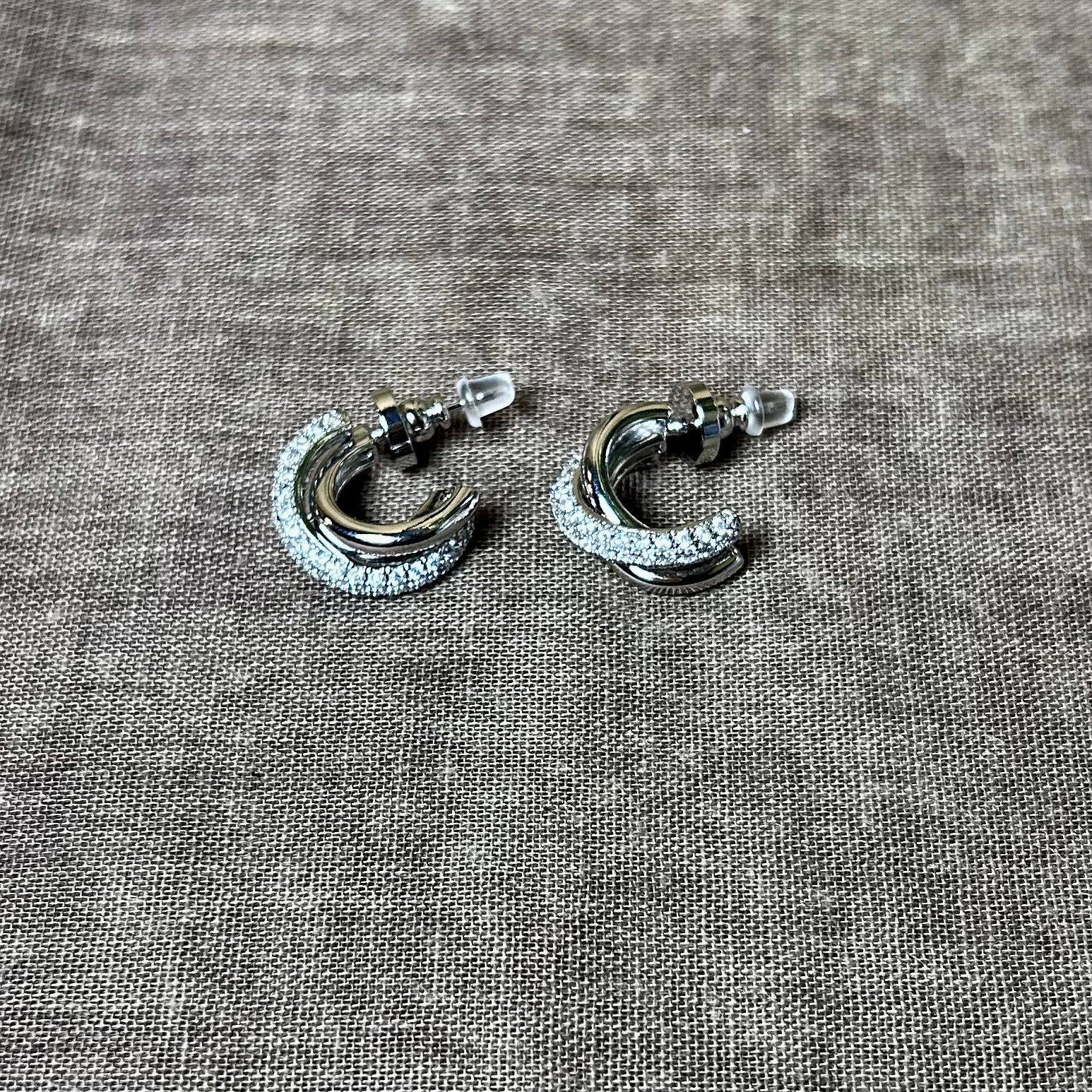 MARISSA small triple band crystal hoop earrings