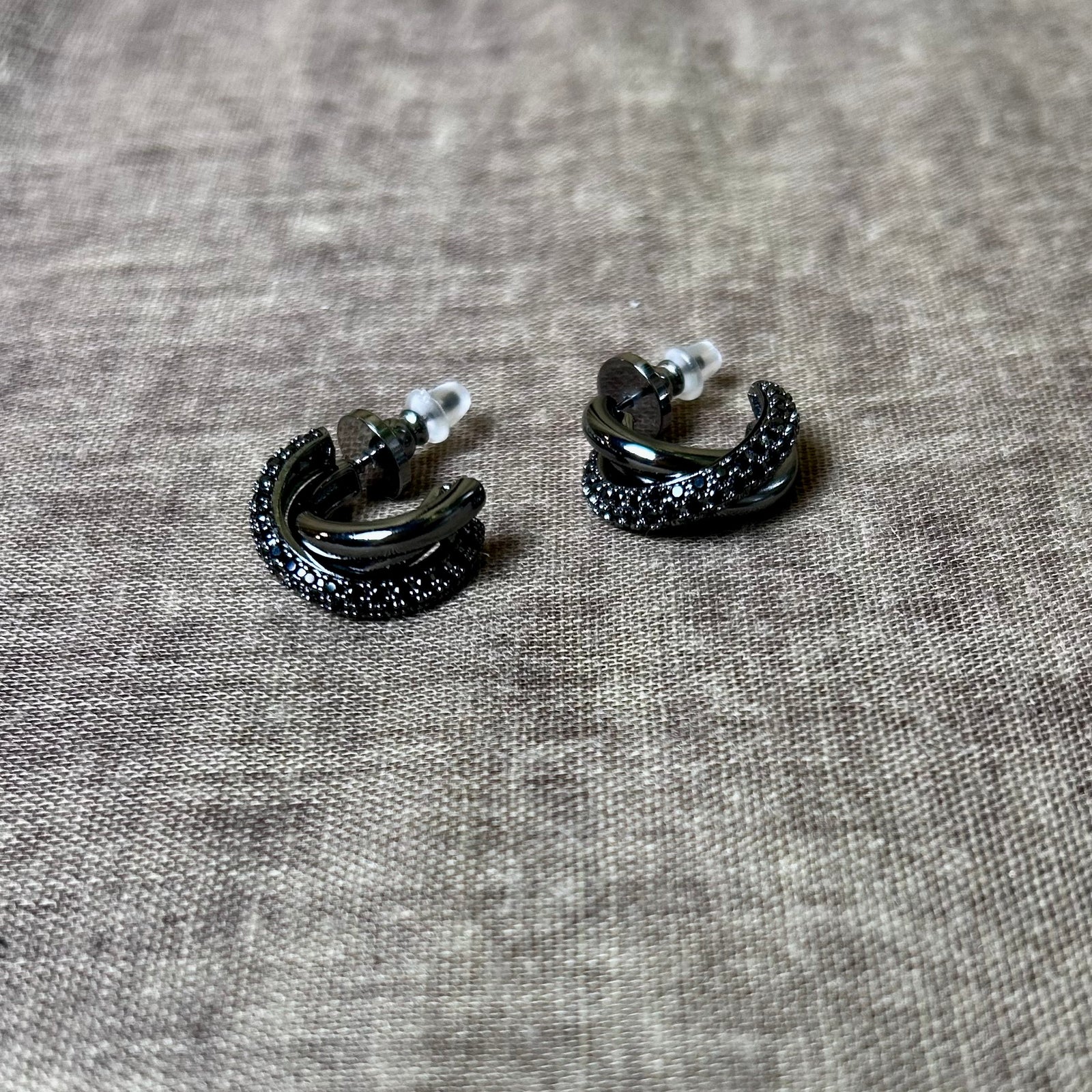 MARISSA small triple band crystal hoop earrings