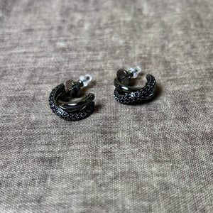 MARISSA small triple band crystal hoop earrings