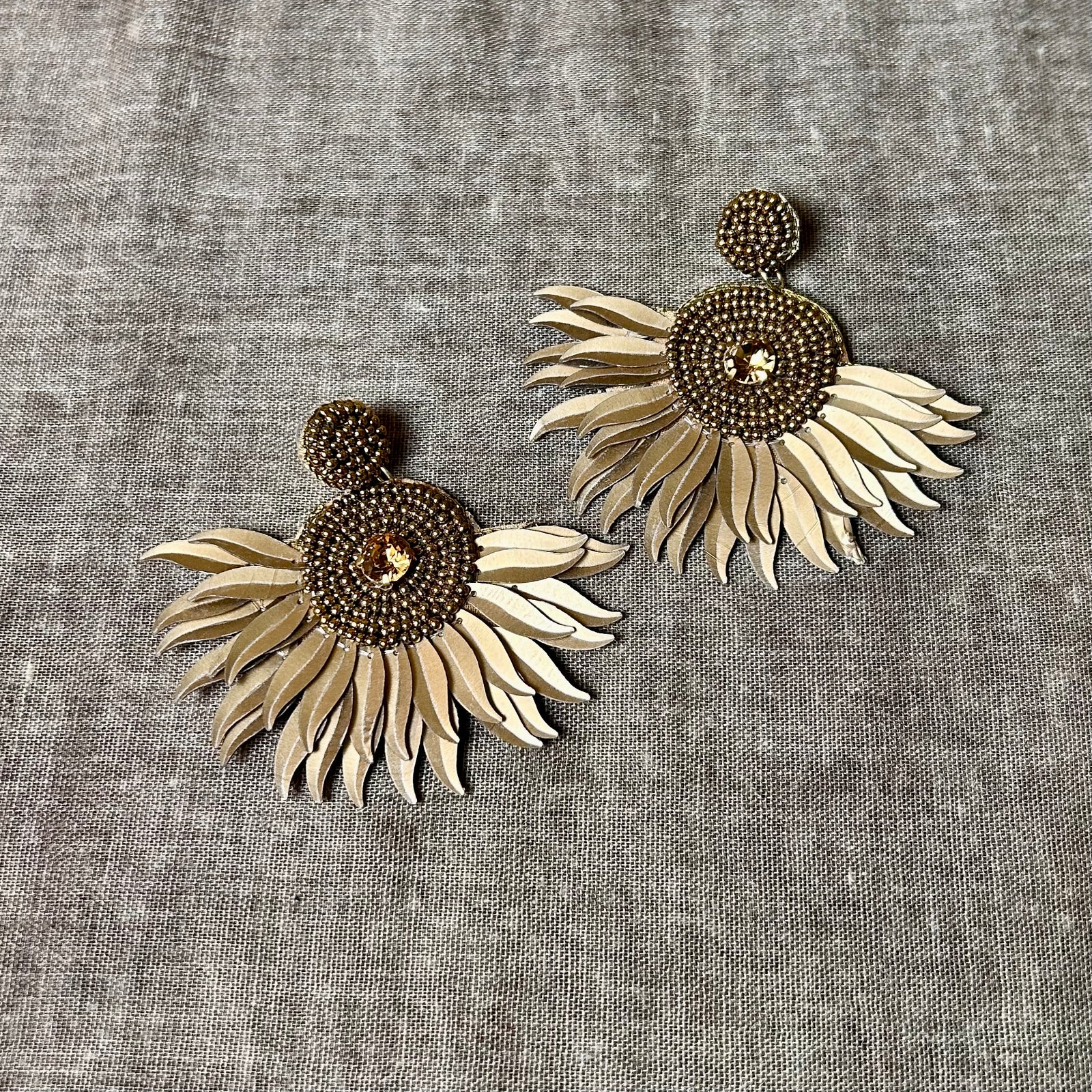 BEAU sequin and beaded fan earrings