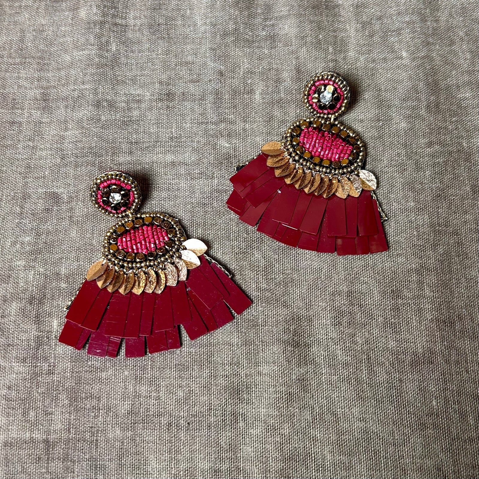 ATHENA sequin fan dangle earrings