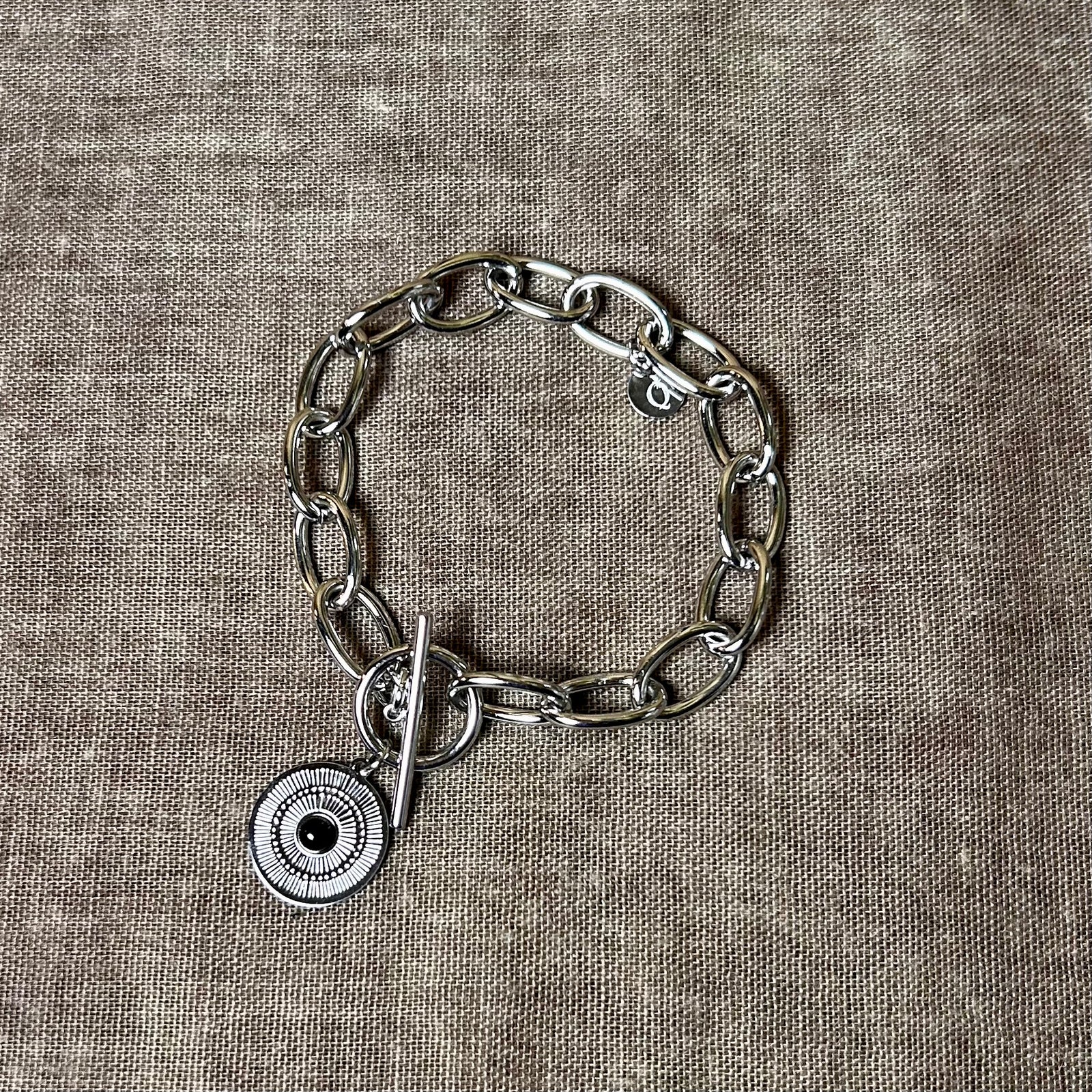 LISA steel link bracelet with medal pendant