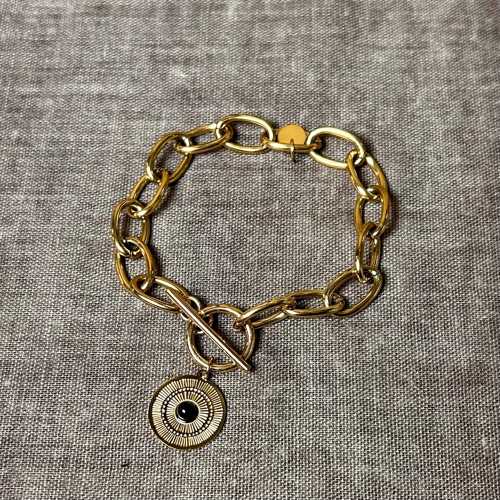 LISA steel link bracelet with medal pendant