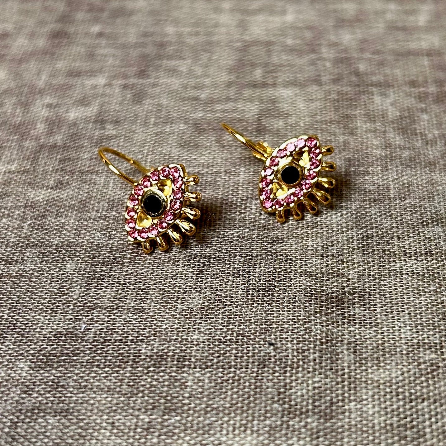 BRIANNA steel crystal eye drop earrings