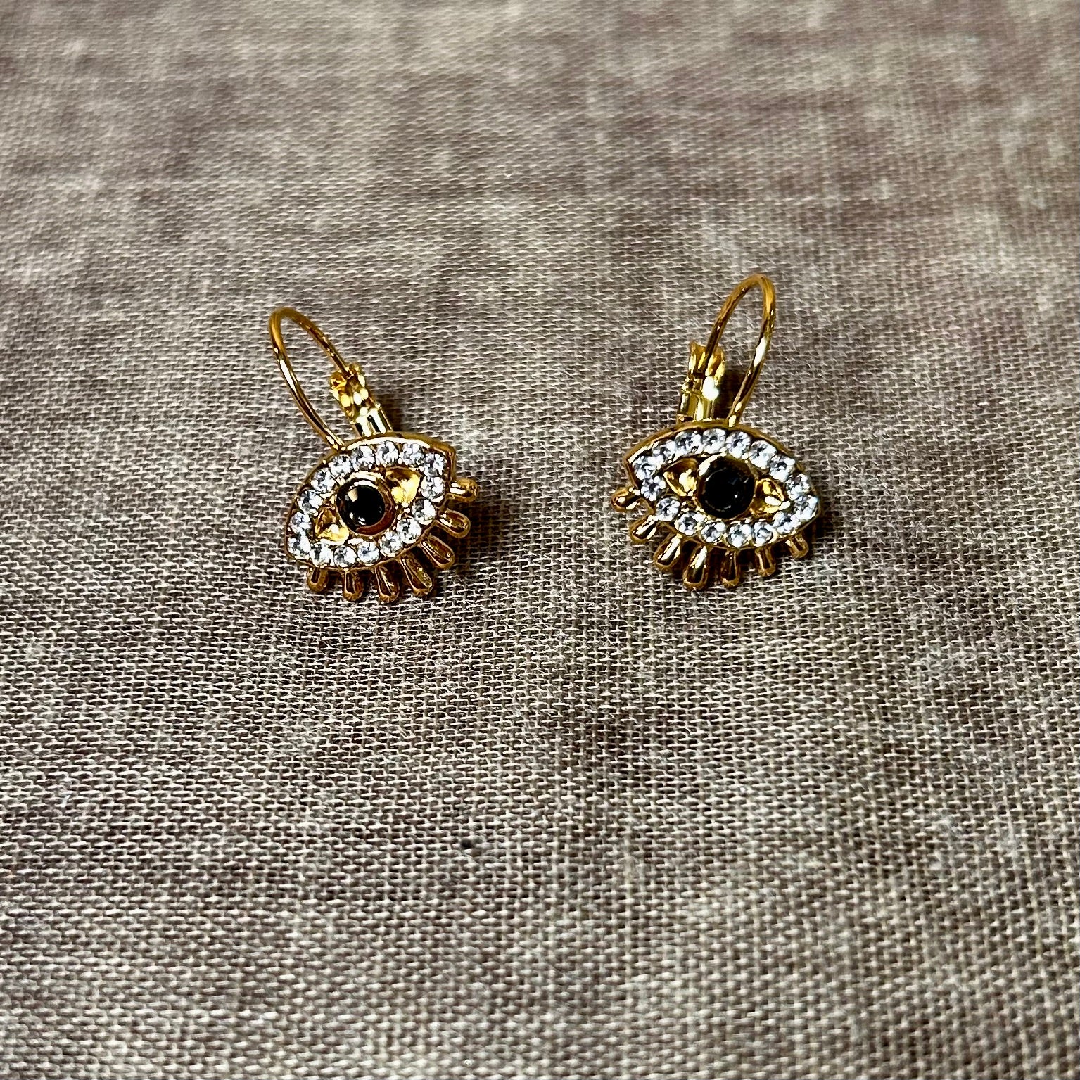 BRIANNA steel crystal eye drop earrings