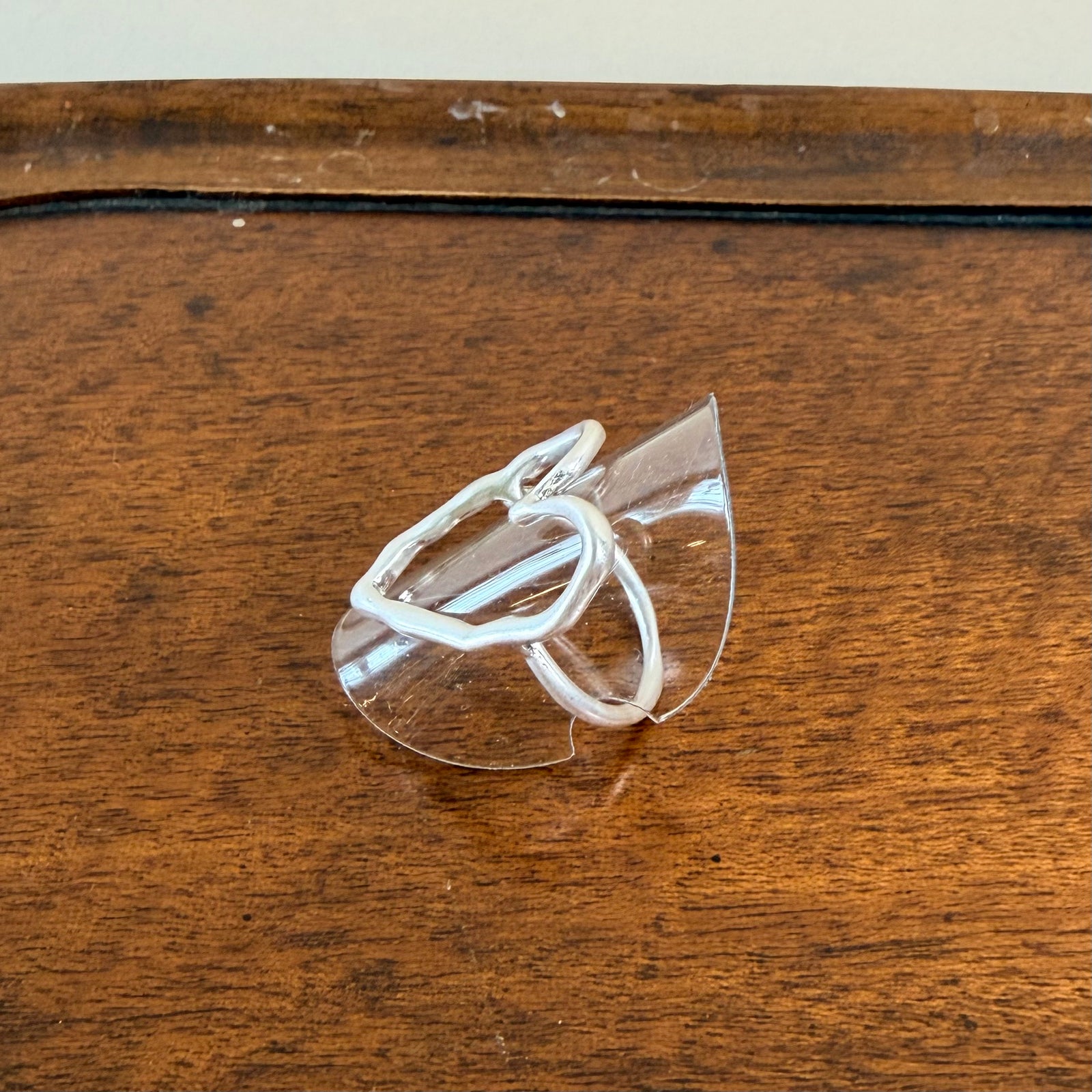 Elowen - irregular metal open heart shaped ring