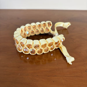 Iridescent bead and ribbon slider bracelet 'DAWN'