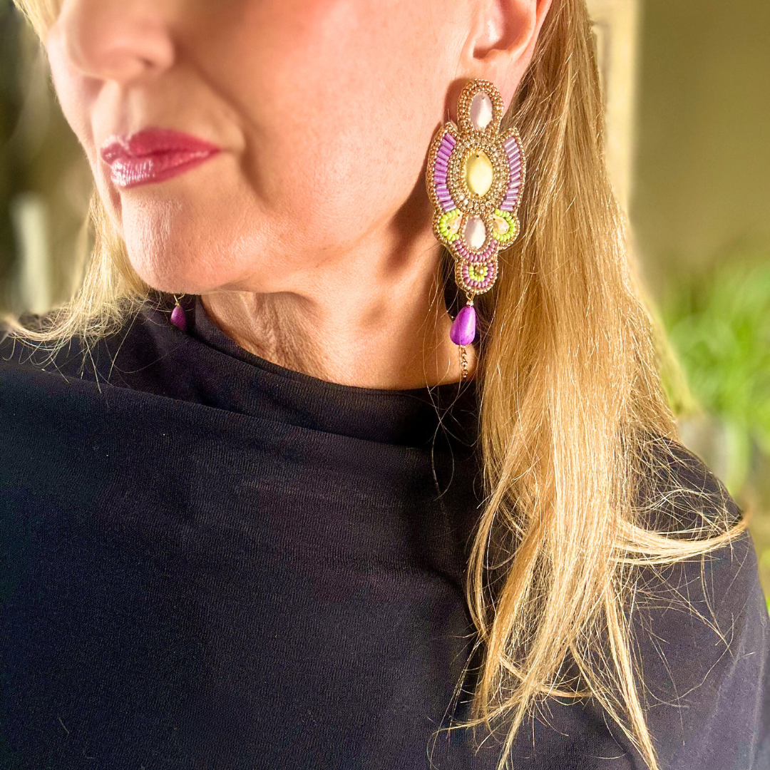 LOLA large bead & crystal drop earrings