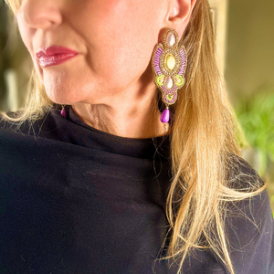 LOLA large bead & crystal drop earrings