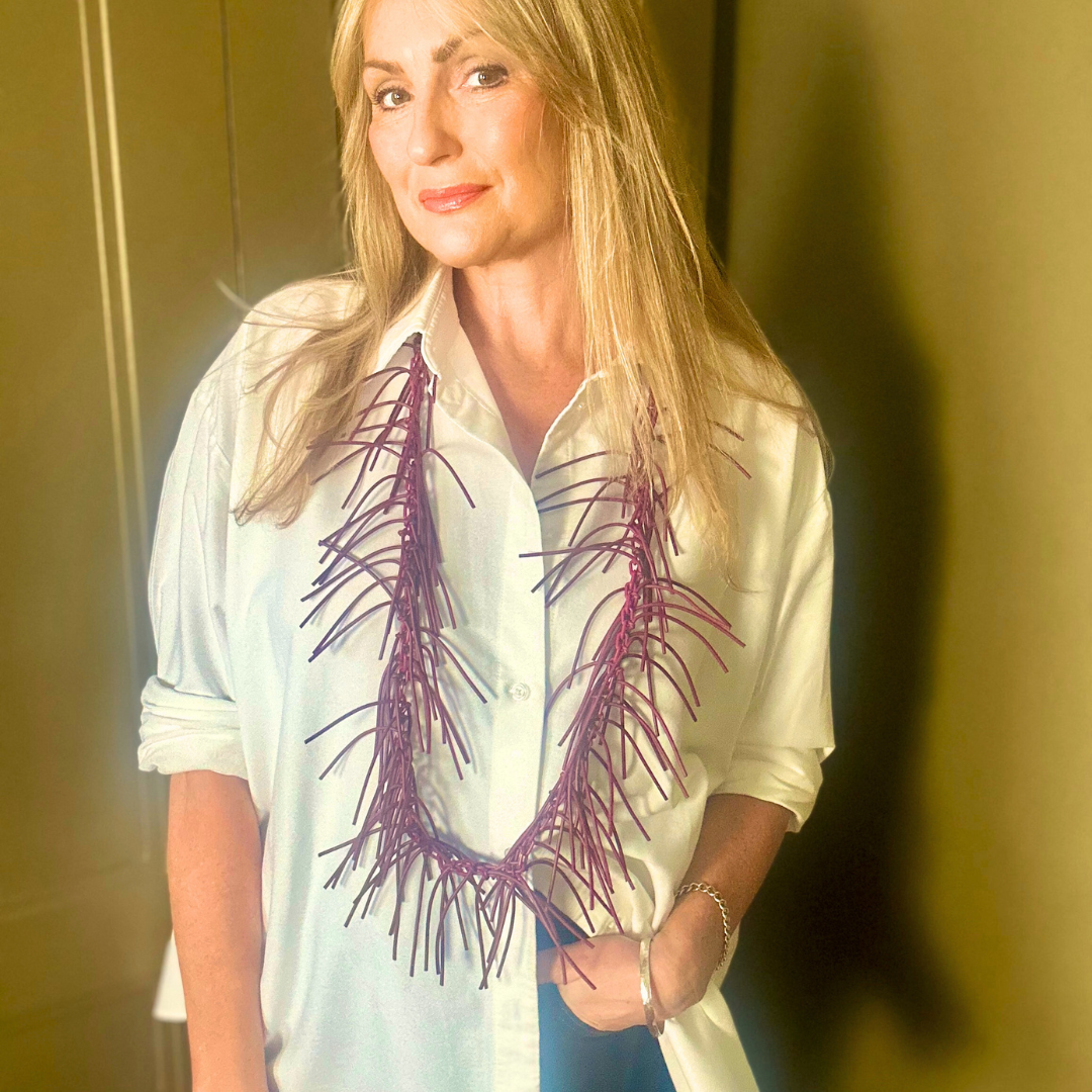Long rubber fringe statement necklace 'ROSIE'