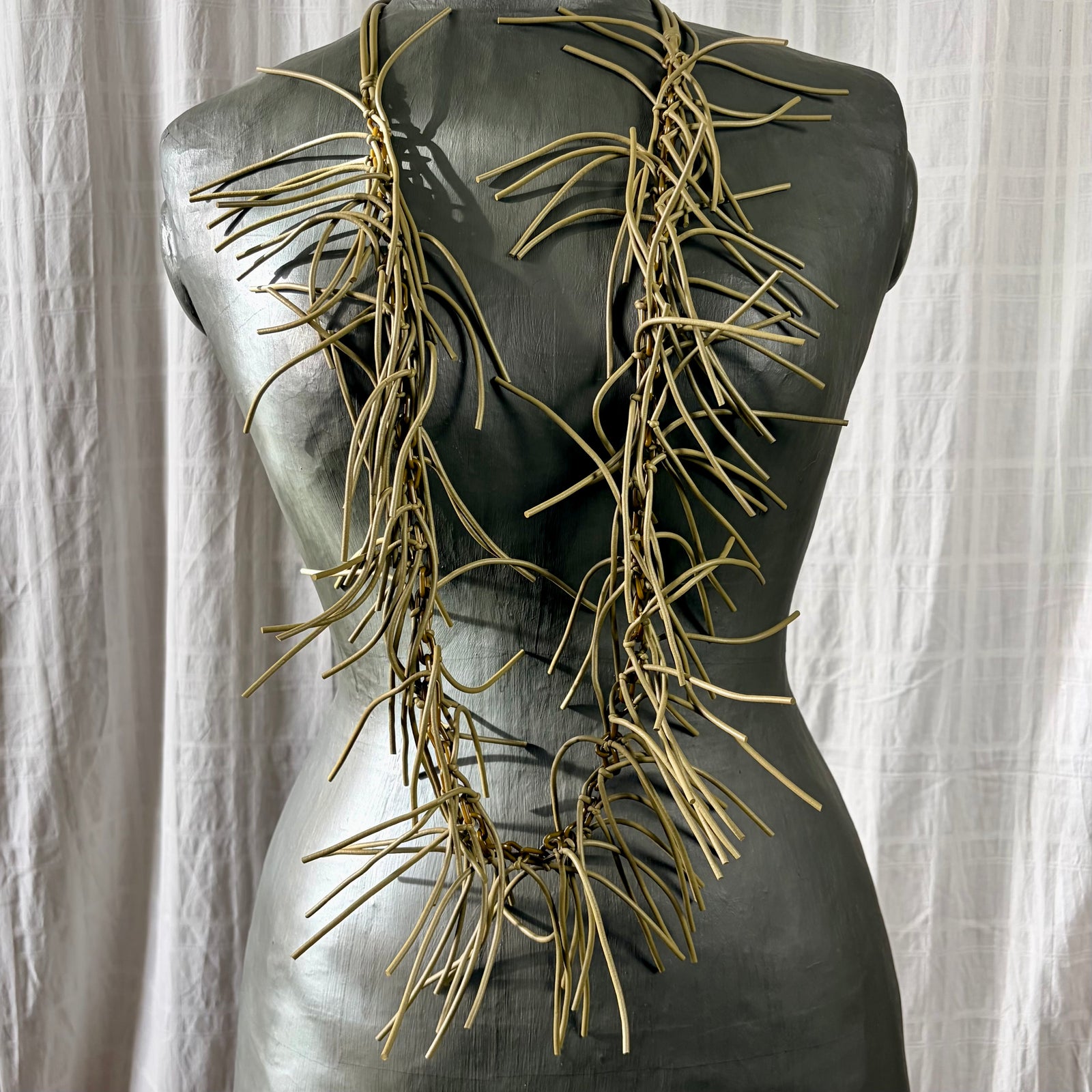 Long rubber fringe statement necklace 'ROSIE'