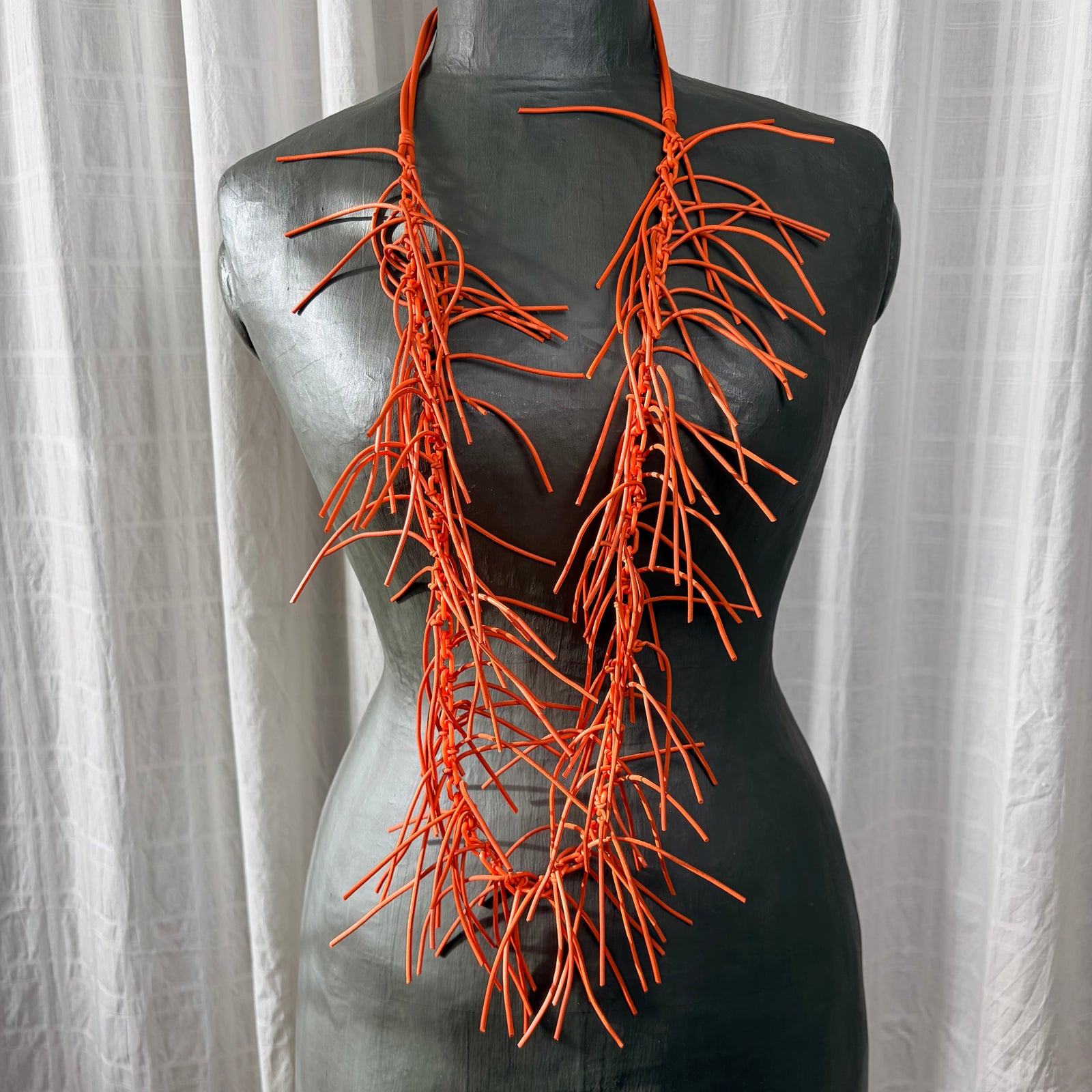 Long rubber fringe statement necklace 'ROSIE'