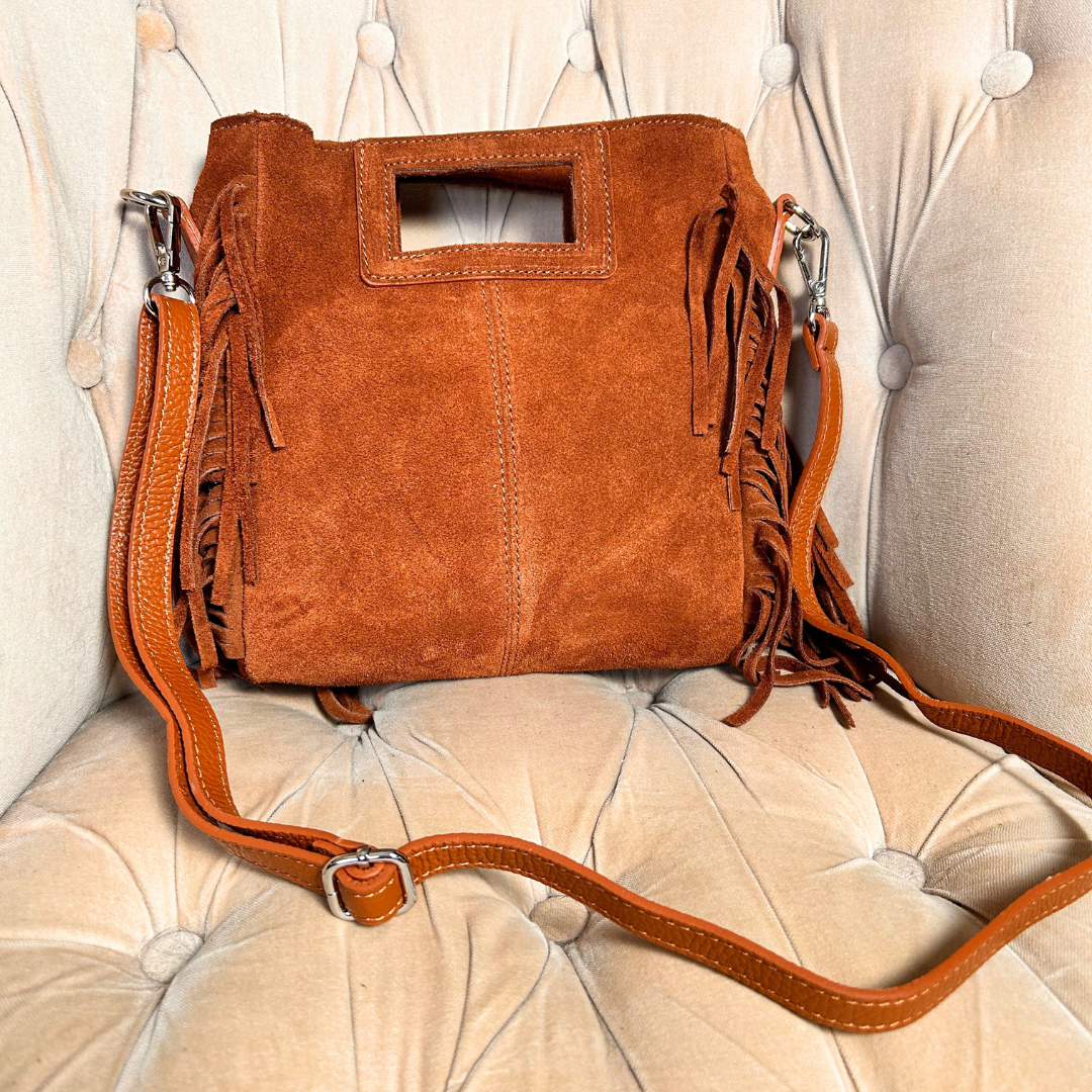 LUCCA small(ish) suede fringe bag