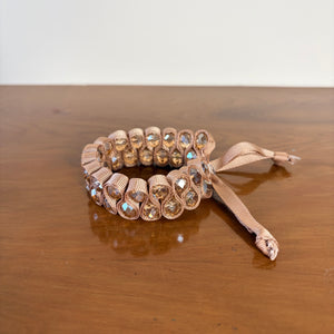Iridescent bead and ribbon slider bracelet 'DAWN'