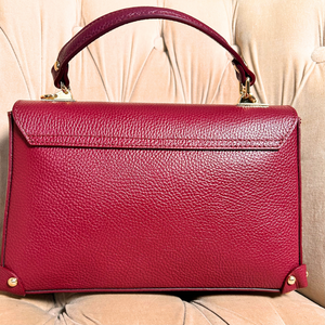 NAPLES leather top handle bag with gold hardware detail